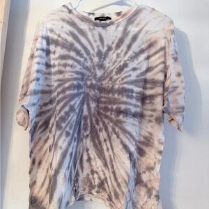 Forever 21 Tie-Dye Short Sleeve Tee in Taupe and White